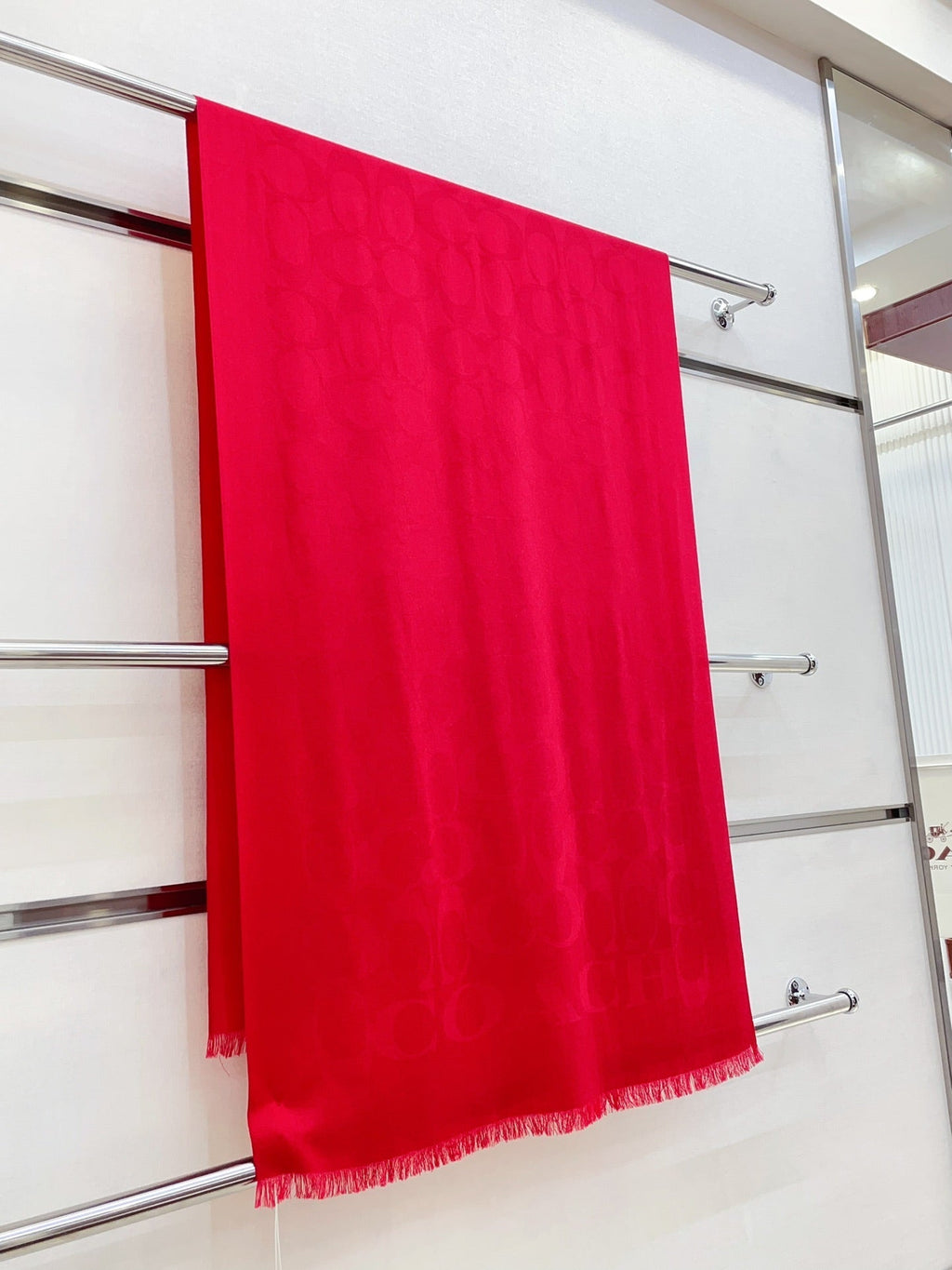 COACH SCARF 180 CM IN CHERRY RED CASHMERE 332875