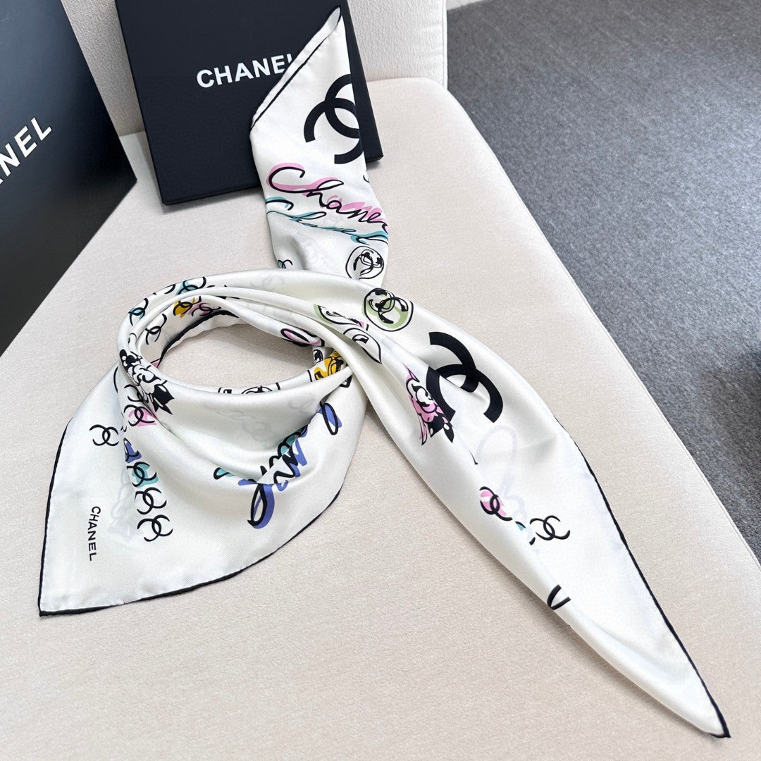 CHANEL 25S SCARF 90 IN SILK 735830